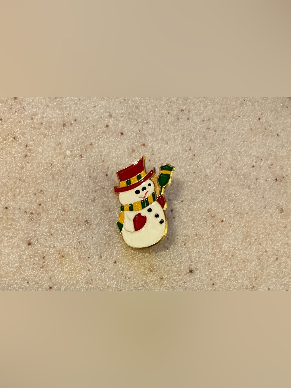 Festive Snowman Pin with Red Hat and Green Scarf Unisex